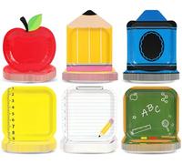 ojustbeok Back to School Tableware Set First Day of School Dinnerware Party Red Apple Disposable Plates for Teacher Appreciation Decoration Themed Birthday Activities Supplies Serves 48