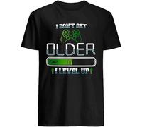 OJWKSXLL Men's Pattern I Don't Get Older I Level Up Funny Birthday Video Game Gaming Gamer Gifts Funny Fashion Cotton Short Sleeve T Shirt Black(Small)