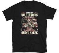OJWKSXLL Veteran Day I Rather Die Standing On My Unisex T-Shirt(Medium)