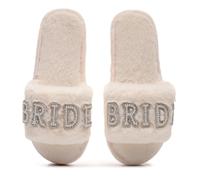 OJXTRDE Bride Slippers for Wedding White Letter Pearls Bride To Be Slippers for Bridal Shower Bachelorette Hen Wedding Party