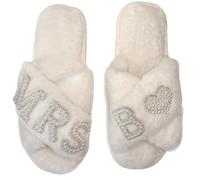 OJXTRDE MRS Bride Slippers Wedding Cross Band Slippers Open Toe White Bridal Theme Shoes Bridal Shower Gift for Wedding Day Hen Party