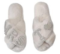 OJXTRDE MRS Bride Slippers Wedding Cross Band Slippers Open Toe White Bridal Theme Shoes Bridal Shower Gift for Wedding Day Hen Party
