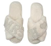 OJXTRDE MRS Bride Slippers Wedding Cross Band Slippers Open Toe White Bridal Theme Shoes Bridal Shower Gift for Wedding Day Hen Party