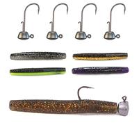 OJY&DOIIIY Ned Rig Baits with Jig Heads Kit,TRD Soft Plastic Worms for Bass Fishing with Ned Rig Hooks 44PCs