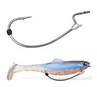 OJY&DOIIIY Offset EWG Worm Fishing Hook, Molded Bait Keeper System Wide Gap Texas Rig Hook for Soft Plastic Baits 40/30-Pack 1/0 2/0 3/0 4/0 5/0