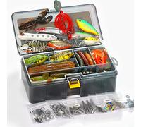 OJYDOIIIY Bass Fishing Lures Kit for Freshwater with Animated Swimbait,Topwater Plopper,Chatterbait,Crankbait,Soft Plastic Baits Set with Tackle Box Included