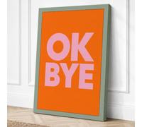 OK Bye Typography Canvas Wall Art Print 36x24 Inch (91 x 61 cm)