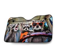 OK Cars AZ-SAA-043 Car Windscreen Sunshade with Raccoon Motif, Front Windscreen Cover, 130 x 70 cm