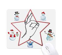 OK Gesture Line Drawing Pattern Christmas Snowman Family Star Mouse Pad