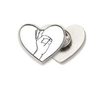 OK Gesture Line Drawing Pattern Heart Metal Pin Brooch Clip Love