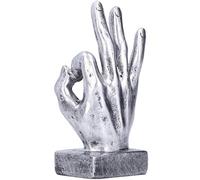 OK Gesture Sculpture Resin Finger Statue Hand Gesture Desk Statues Finger Sculpture Decor Desktop Ornaments(Silver)