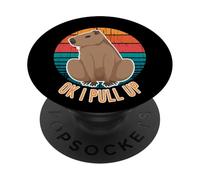 Ok I Pull Up Funny Capybara Retro Sunset Animal Lovers PopSockets Adhesive PopGrip