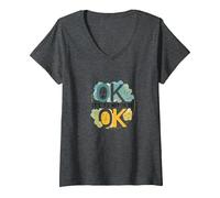 OK It's Not to Be OK - Emotional Wellness for All V-Neck T-Shirt, Women, Dark Heather Grey, M