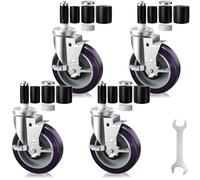 OK5STAR 5 inch Expanding Stem Caster Wheels for Table Legs All with Brake Fit 1" Leg Tube Adapter Caster, Expandable Stem Caster Set of 4