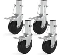 OK5STAR 5 Inch Scaffolding Casters Wheels, 4 Pack Baker Scaffold Caster with Dual Locking Brakes, Heavy Duty 440LBS Capacity per Wheel, Rubber Casters Square 1.25" (or 1 1/4") Stem Replacement