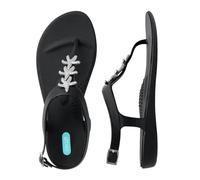 Oka-B Women's Carson Kaila T-Strap Flip Flop Sandal with Starfish Charms, Licorice, 5.5 UK