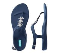 Oka-B Women's Carson Kaila T-Strap Flip Flop Sandal with Starfish Charms, Sapphire, 8 UK