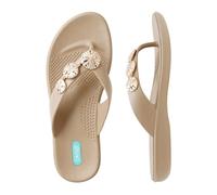 Oka-B Women's Elle Melanie Flip Flop Sandal with Sand Dollar Charms, Chai, 8-9