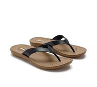 OKABASHI Women's Breeze Flip Flop | Contoured Footbed w/Arch Support for All-Day Comfort | Slip-Resistant & Waterproof | Sustainably Made in The USA, Toffee/Black, 9.5-10.5