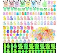 Okabay 150PCS Glow in the Dark Mini Resin Animals, Glowing Plastic Animals, Tiny Animal Figures, Mixed Luminous Small Figurines for Fairy Garden, Aquarium, Dollhouse, DIY Craft