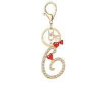 OKAICEN Gold Plated Alphabet Initial Letter Keyring Keychain for Women Girls Crystal Key Chains for Wallet Backpack Bag Charm, Cherry Letter G, One Size
