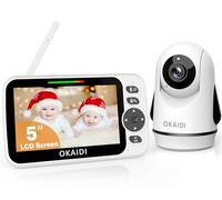 OKAIDI Video Baby Monitor with Camera and Audio, 5" Display Baby Monitor No WiFi, 30H Battery and 1000ft Range Baby Monitor, Remote Pan-Tilt-Zoom Baby Camera, Night Vision, 2-Way Talk, VOX,Temperature