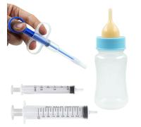 OKAMDERT Kitten Bottle Feeding Kit,Suitable for Feeding, Pill Pushing, and Dispensing Devices for Cats and Dogs, with 100ml Puppy Bottles for Nursing Puppy Milk,2 Nipple Syringe.