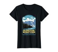 Okanogan Wenatchee National Forest Washington Retro Art Value Graphic T-Shirt, Women, Black, XL
