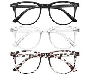 Okany 3 Pack Round Reading Glasses Blue Light Blocking Frames Women Men +2.5