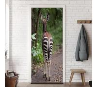 Okapi Door Stickers for Interior Doors Wild Animal Door Murals Self Adhesive 3D Wallpaper Decals for Bedroom Bathroom Living Room Decor 35.4"x78.7" A-0637