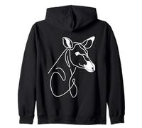 Okapi Line Art Wildlife Lover Zip Hoodie