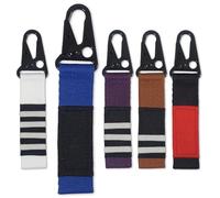 OKAPIS Jiu Jitsu Keychain BJJ Belt Promotion Gift Brazilian Jiu-Jitsu White Blue Purple Brown Black Belt Backpack Keyring, Blue, 5.5in x 1in