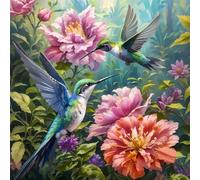OkarinaArt Paint by Numbers for Adults Hummingbird - Flower Adult Paint by Numbers Kits for Beginner, Bird DIY Acrylic Oil Adult Painting by Number Canvas Kits, Perfect for Home Wall Decor 16X16 Inch