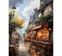 OkarinaArt Paint by Numbers for Adults Street Cafe - Adult Paint by Numbers Kits for Beginner, City DIY Acrylic Oil Adult Painting by Number Canvas Kits, Perfect for Home Wall Decor 16X20 Inch