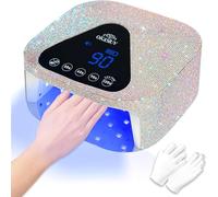 Okasiuv 54W UV LED Nail Lamp with UV Gloves, Magnetic Metal Mirror Base, Cordless Nail Dryer, Gel Polish Curing Light, 4 Timers, Touch Control Display, Auto Sensor for Professional Salon & Home