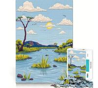 Okavango Delta Landscape 1000 Piece Jigsaw Puzzles for Teenagers Jigsaw Smart Game Warm Time Image Assembly Lovely Gift (38x26cm)