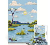 Okavango Delta Landscape 1000 Piece Jigsaw Puzzles for Teenagers Jigsaw Smart Game Warm Time Image Assembly Lovely Gift (38x26cm)