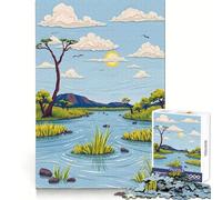 Okavango Delta Landscape Hard Jigsaw Puzzle for Adults 1000 Pieces Solid Logic Toy Simple Fun Precision Cut (38x52cm)