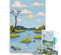 Okavango Delta Landscape Jigsaw Puzzles1000 Pieces Mind Skill Toy Soothing Play Precision Cut Art Collection Piece (50x75cm)