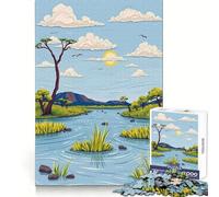 Okavango Delta Landscape Jigsaw Puzzles1000 Pieces Mind Skill Toy Soothing Play Precision Cut Art Collection Piece (50x75cm)