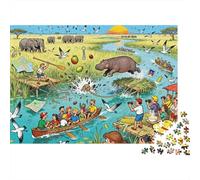 Okavango Delta Mokoro Canoe Mayhem Wooden Jigsaw Puzzle Waterproof 1000 Piece Puzzles for Adults Fun Educational Games