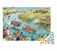 Okavango Delta Mokoro Canoe Mayhem Wooden Jigsaw Puzzle Waterproof 1000 Piece Puzzles for Adults Fun Educational Games