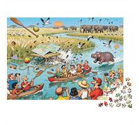 Okavango Delta Mokoro Canoe Mayhem Wooden Jigsaw Puzzle Waterproof 1000 Piece Puzzles for Adults Gifts Colourful Home Decoration