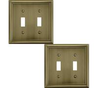 OKAWYC Double Toggle Light Switch Cover Luca Metal Wall Plate, 2-Pack Antique Brass 2 Gang, for Light Switch Cover Decorative Wallplate, Durable