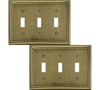 OKAWYC Triple Toggle Light Switch Cover Luca Metal Wall Plate, 2-Pack Antique Brass 3 Gang, for Light Switch Cover Decorative Wallplate, Durable