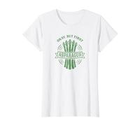 Okay But First Asparagus Vegetable Lover Value Graphic T-Shirt, Women, White, XS
