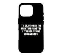 Okay To Bite The Hand If Not Feeding You Hot Dogs Funny Case for iPhone 16 Pro