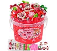 Okaybee Red Clear Slime Bucket with Slime Clay, 10 Packs of Add-ins, Slimes Party Favors for Kids, Birthday Easter Halloween Christmas Slimes Girls Gifts & Boys Gifts Sensory Toys