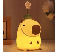 Okayera Capybara Night Light, Cute Flower Capybara Squishy Night Lamp with USB Rechargeable Timer Dimmable, Best Animal LED Bedside Decor Birthday Gift for Girl Kid