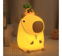 Okayera Capybara Night Light with Pineapple Hat, Cute Animal Squishy Silicone LED Lamp with Timer Dimmable, Best Home Nursery Bedside Table Decor Christmas Birthday Gift for Kid Baby
